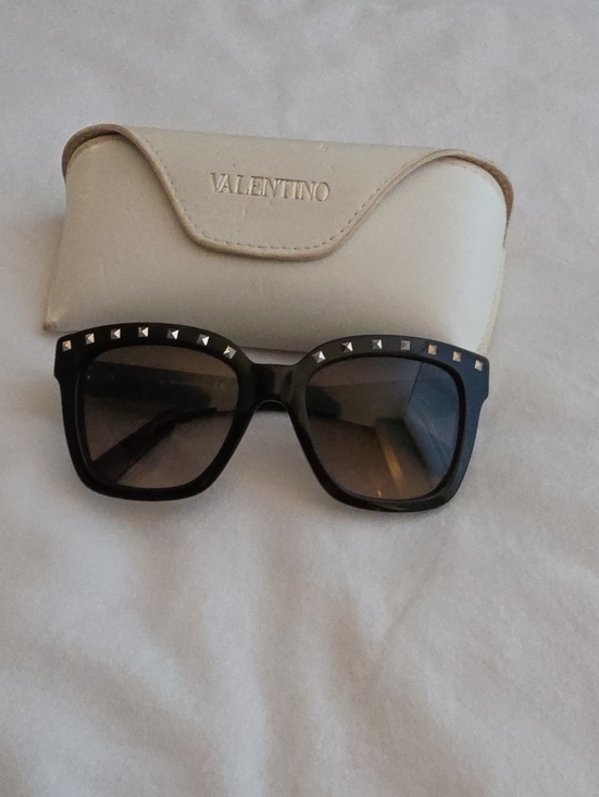 Valentino Accessories - Valentino Black Square Sunglasses with Silver Stud Accents